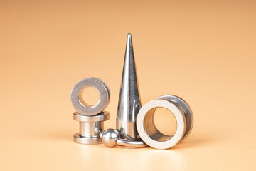 silver metal  tunnels , ear and tongue piercing accessories