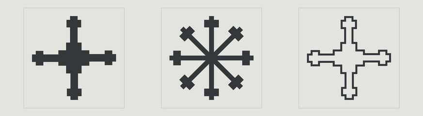 Obraz premium Retro futuristic elements for design. Big collection of abstract graphic geometric symbols. Modern abstract forms. Stars, starburst . Vector illustration