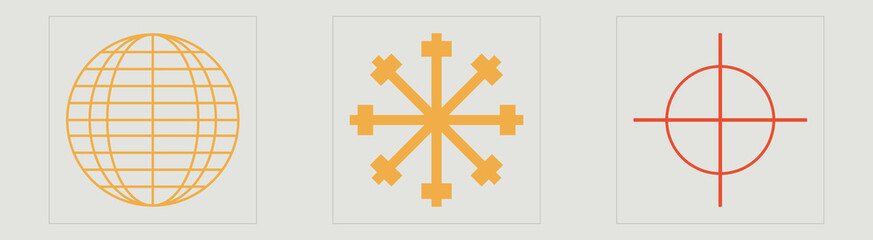 Collection of Y2K elements. Rave psychedelic retro futuristic set. Elements for graphic decoration. Anti-design. Vector illustration