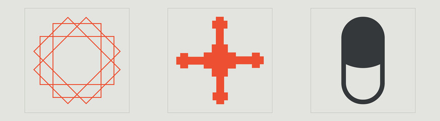 Retro futuristic elements for design. Big collection of abstract graphic geometric symbols. For modern T-shirts designed. Projects, posters, banners. Vector illustration