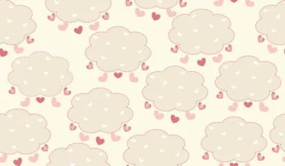 Meubelstickers seamless pattern with cloud and hearts © Dmi