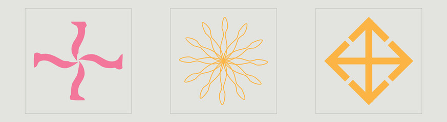 Fototapeta premium Vector set of Y2K. Trendy geometric postmodern figures. For modern T-shirts designed. Anti-design. Vector illustration