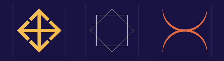 Collection of Y2K elements. Retro futuristic graphic ornaments. Flat minimalist icons. Projects, posters, banners. Vector illustration