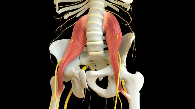 Psoas Major Muscle anatomy for medical concept 3D rendering