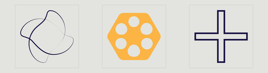 Vector Graphic Assets Set. Trendy geometric postmodern figures. Elements for graphic decoration. Futuristic. Vector illustration