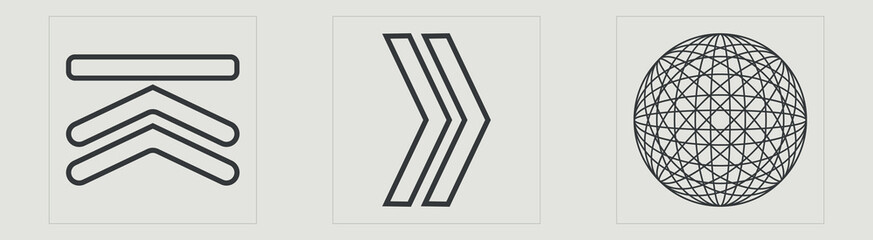 Vector set of Y2K. Big collection of abstract graphic geometric symbols. Flat minimalist icons. Futuristic. Vector illustration