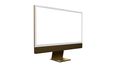 Realistic flat screen computer monitor 3de style mockup with blank screen isolated 3d