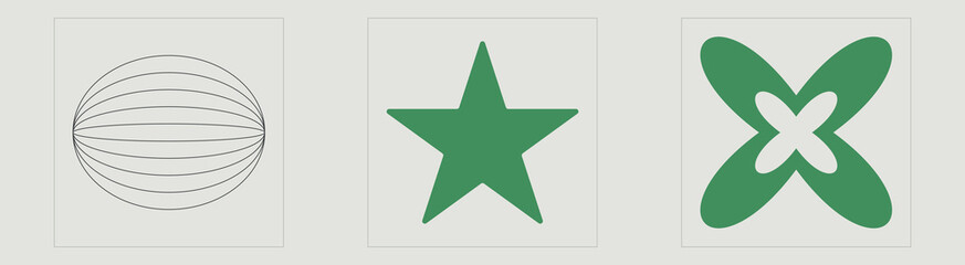 Vector Graphic Assets Set. Large set of retro objects for design. Templates for notes, posters. Isolated on black background. Vector illustration