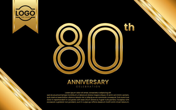 80th Anniversary Celebration. Anniversary Template Design With Gold Number and Font, Vector Template Illustration