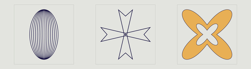 Retro futuristic elements for design. Retro futuristic graphic ornaments. Modern abstract forms. Stars, starburst . Vector illustration