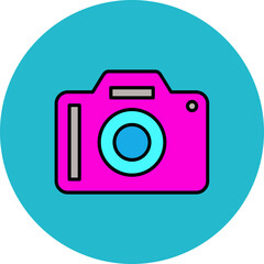 Camera Multicolor Circle Filled Line Icon