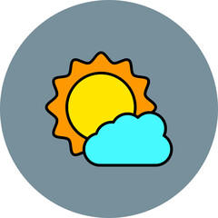 Weather App Multicolor Circle Filled Line Icon