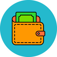 Wallet Multicolor Circle Filled Line Icon