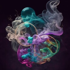 Obraz premium Water, smoke, vibrant, abstract, steam, bubbles, turbulence illustration made with Generative AI