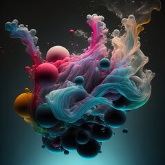 Water, smoke, vibrant, abstract, steam, bubbles, turbulence illustration made with Generative AI