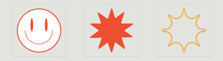 Vector Graphic Assets Set. Big collection of abstract graphic geometric symbols. Flat minimalist icons. Anti-design. Vector illustration