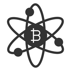 Bitcoin orbits - icon, illustration on white background, glyph style