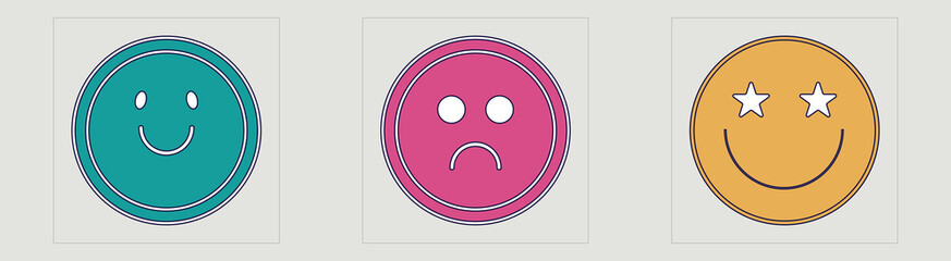 Brutalism shapes. Brutalism star and flower shapes. Templates for notes, posters. Projects, posters, banners. Vector illustration