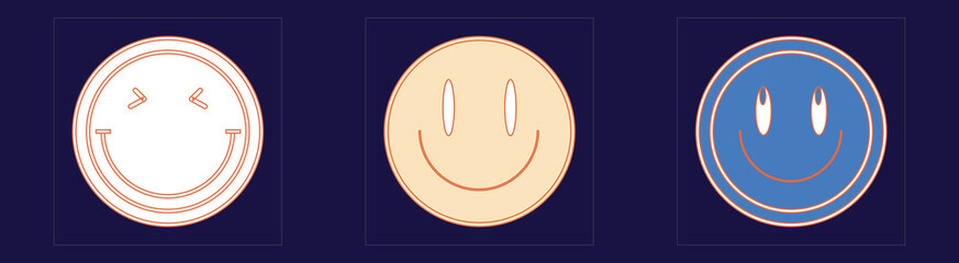 Collection of Y2K elements. Retro futuristic graphic ornaments. Templates for notes, posters. Anti-design. Vector illustration