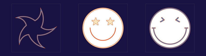 Brutalism shapes. Big collection of abstract graphic geometric symbols. Flat minimalist icons. Retro Futurist. Vector illustration