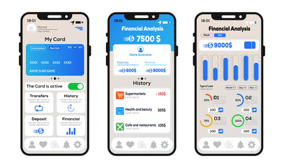 Online Mobile Banking Apps UI, UX and GUI set