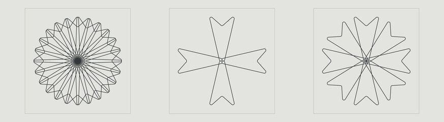 Obraz premium Vector set of Y2K. Rave psychedelic retro futuristic set. Modern abstract forms. Stars, starburst . Vector illustration