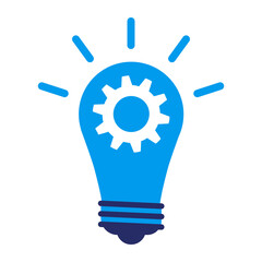Lit bulb with gear: creativity and ideas icon