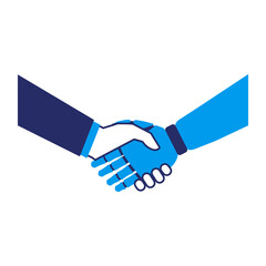 Businessman and AI robot shaking hands icon