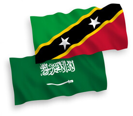 Naklejka premium Flags of Saudi Arabia and Federation of Saint Christopher and Nevis on a white background