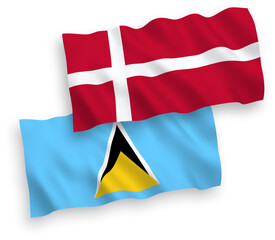 Flags of Denmark and Saint Lucia on a white background