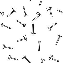 hammer tool construction vector seamless pattern thin line illustration