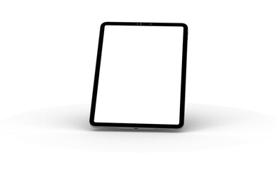 Blank screen realistic tablet frame, rotated position, side view, top view. The tablet is at different angles. Layout of a universal set of devices