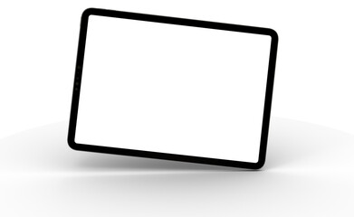 Blank screen realistic tablet frame, rotated position, side view, top view. The tablet is at different angles. Layout of a universal set of devices