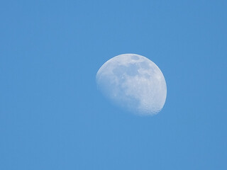 Moon in the blue sky.