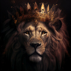 portrait of a lion king - obrazy, fototapety, plakaty