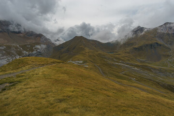 Beautiful mountain landscape near Gavarnie with pass road Col de Tentes to the spanish border in...