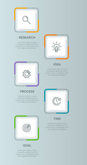 Vertical infographic design with icons and 5 options or steps. Thin line. Infographics business concept. Can be used for info graphics, flow charts, presentations, mobile web sites, printed materials.