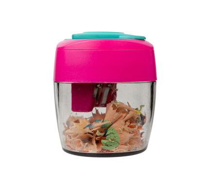 Plastic pencil sharpener. Pencil sharpener isolated on white background