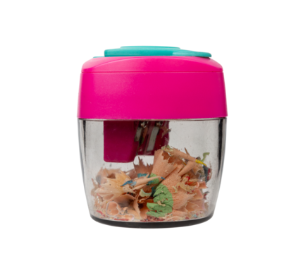 Plastic pencil sharpener. Pencil sharpener isolated on white background