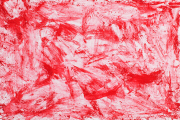 Abstract background with stains of a red brush paint on white. 