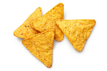 Delicious nachos chips, isolated on white background