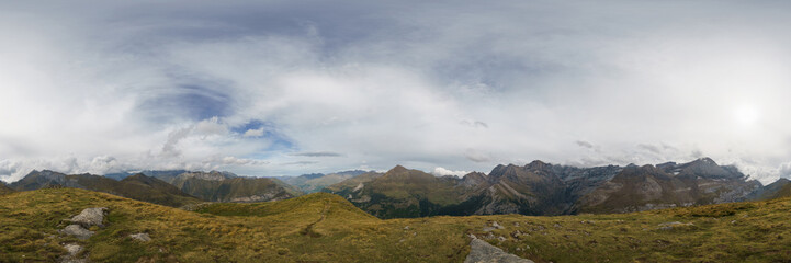 Panorama of beautiful high mountain landscape with Cirque de Gavarnie near the spanish border with...
