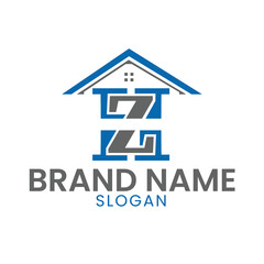 H or Z Initial logo design for real estate with house icon design