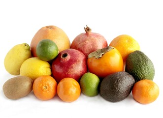 multicolor various tropical fruits as wholesome vegetarian food
