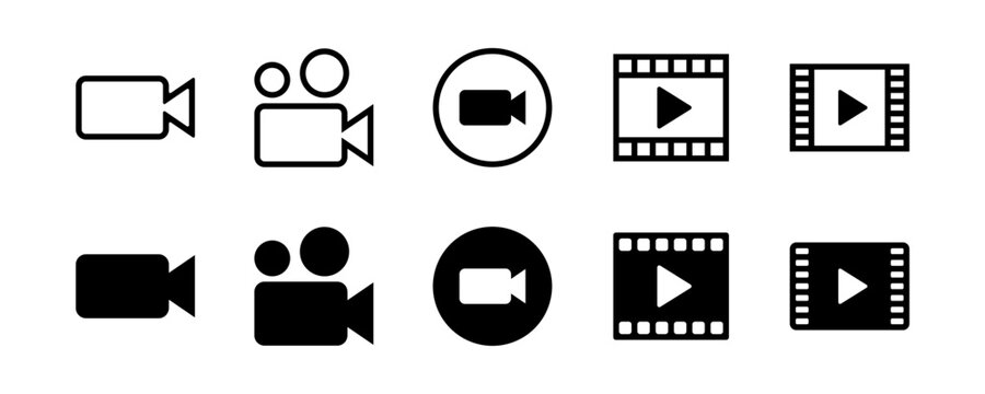 Camera recorder film video icon symbol vector simple flat modern design 