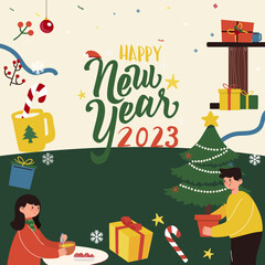 Merry Christmas greeting card. Christmas set. Holiday set of Christmas. Merry Christmas Frame.