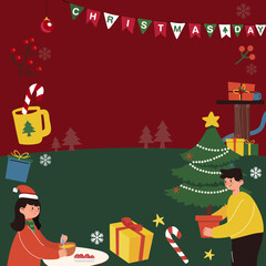 Obraz na płótnie Canvas Merry Christmas greeting card. Christmas set. Holiday set of Christmas. Merry Christmas Frame.