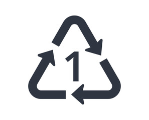 Recycle PET icon, number 1. 
