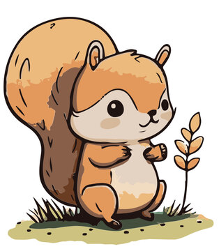 Squirrel, Eichhörnchen, Eichhoernchen, Cute Animal , Kawaii, vector, Childrens Room, Kids Room, Comic, Cartoon, Sqirrel, 