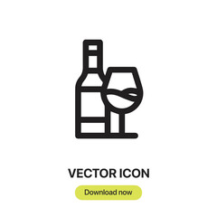wine icon vector. Linear style sign for mobile concept and web design. wine symbol illustration. Pixel vector graphics - Vector.